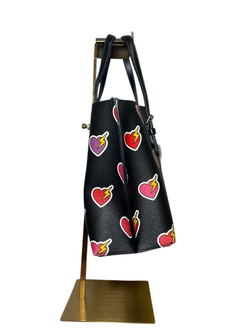 Coach Mollie Tote Bag 25 with Heart Bolt Print - Picture 3 of 15